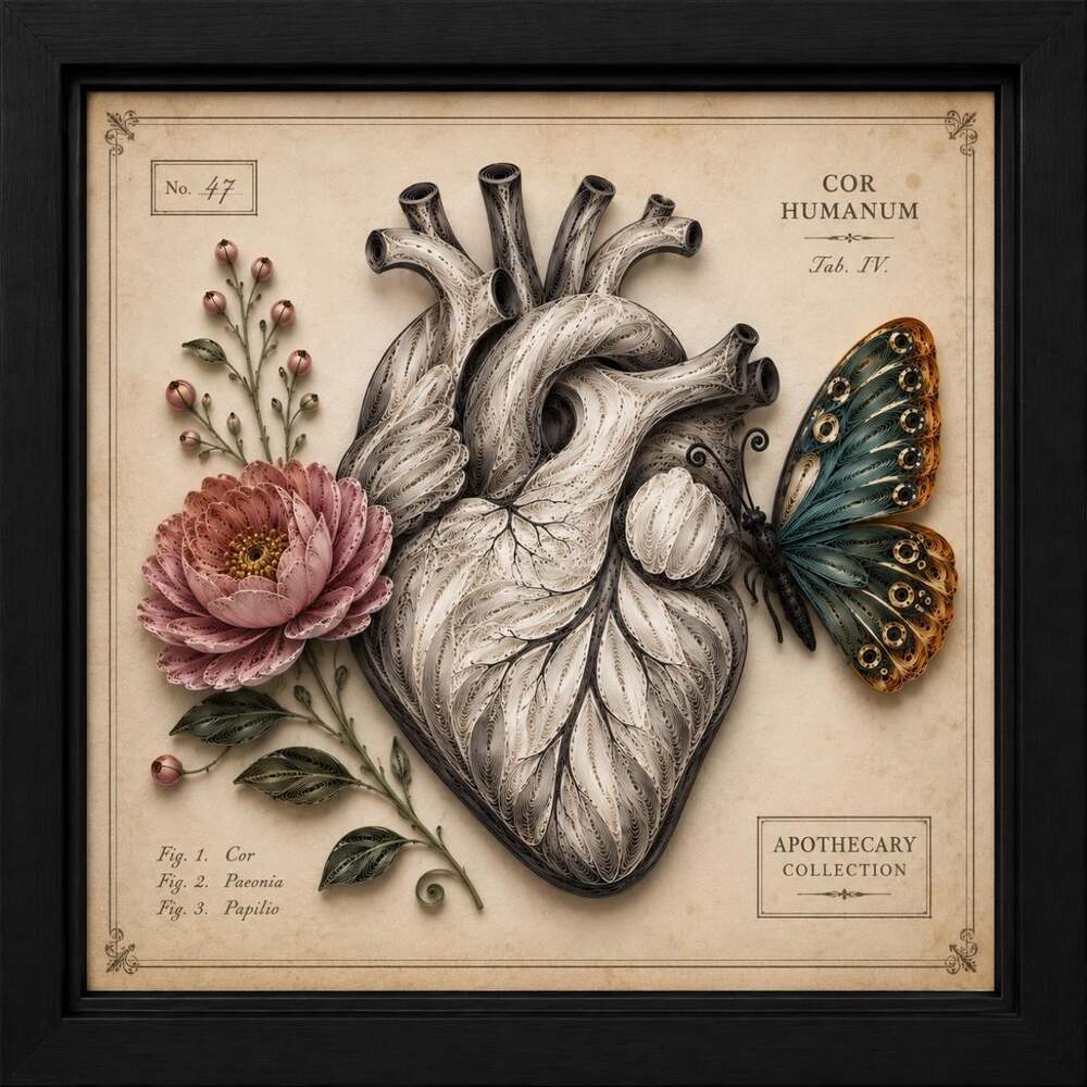 8 X 8 Black Framed Anatomical Heart 1 Da 9